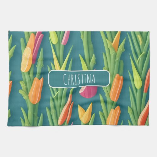 Asparagus Geometric Colorful Personalized Pattern Kitchen Towel