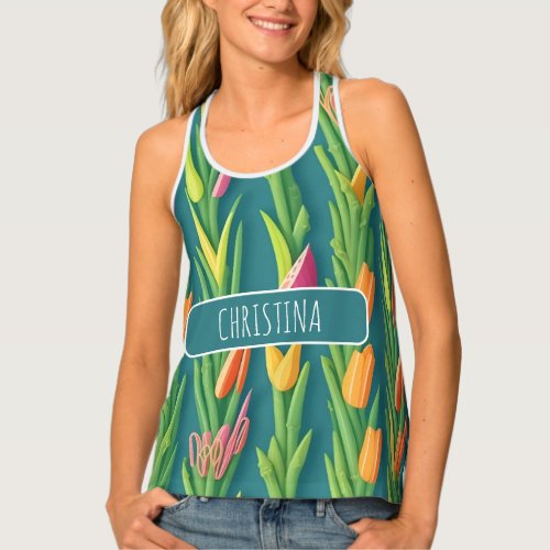 Asparagus Geometric Colorful Personalized Pattern Tank Top