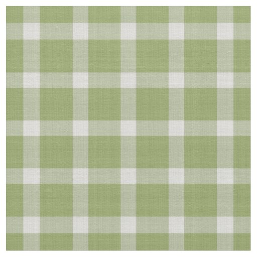 Asparagus Green and white checkered plaid gingham Fabric