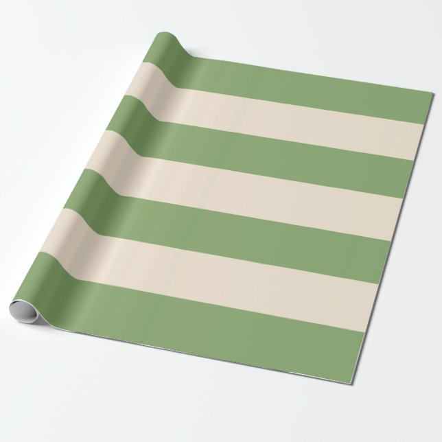Asparagus Green Stripes Wrapping Paper (Unrolled)