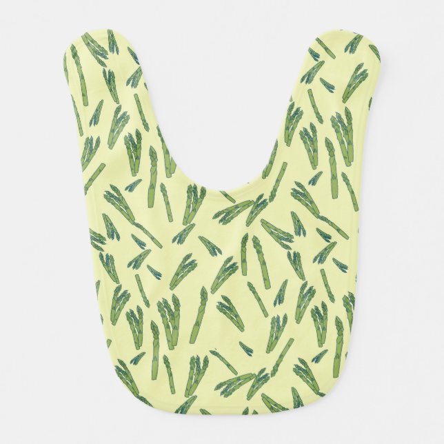 Asparagus on yellow baby bib (Front)