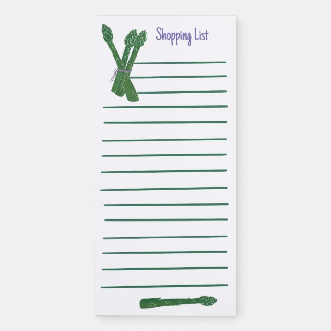 Asparagus Shopping list Magnetic Notepad (Front)