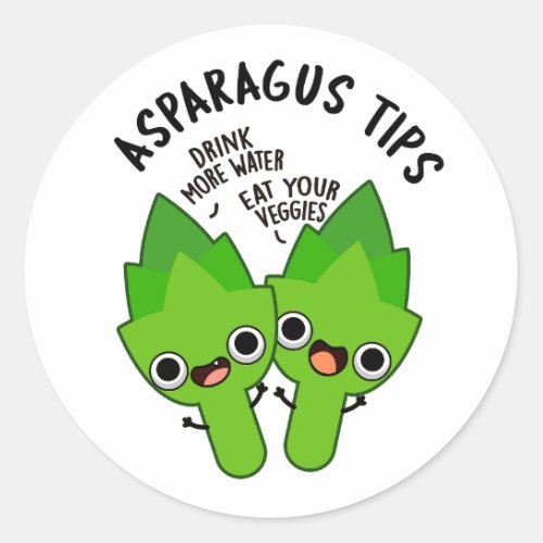 Asparagus Tips Funny Veggie Pun  Classic Round Sticker