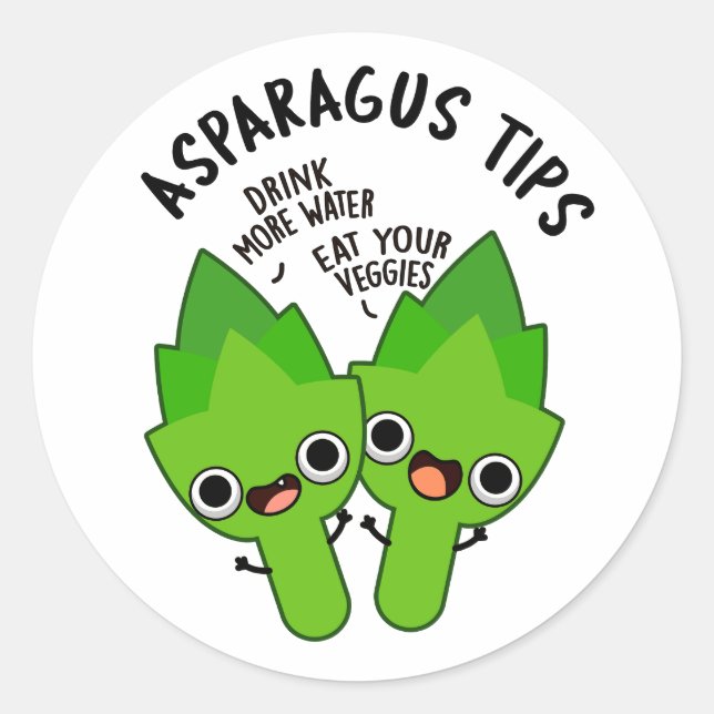 Asparagus Tips Funny Veggie Pun  Classic Round Sticker (Front)