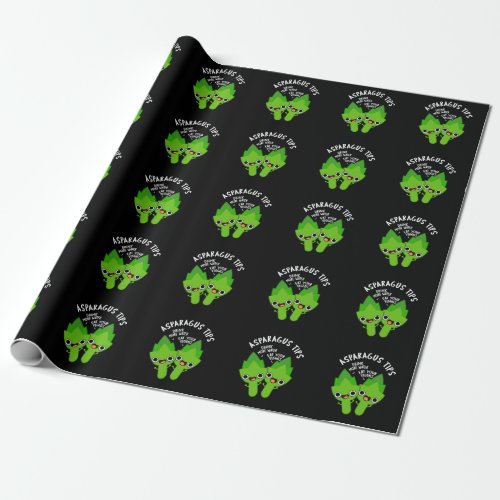 Asparagus Tips Funny Veggie Pun Dark BG Wrapping Paper