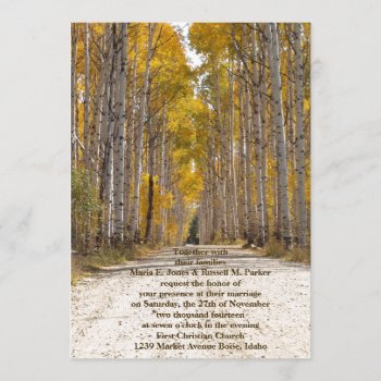 Aspen Alley In Autumn Wedding Invitation by ChristyWyoming at Zazzle