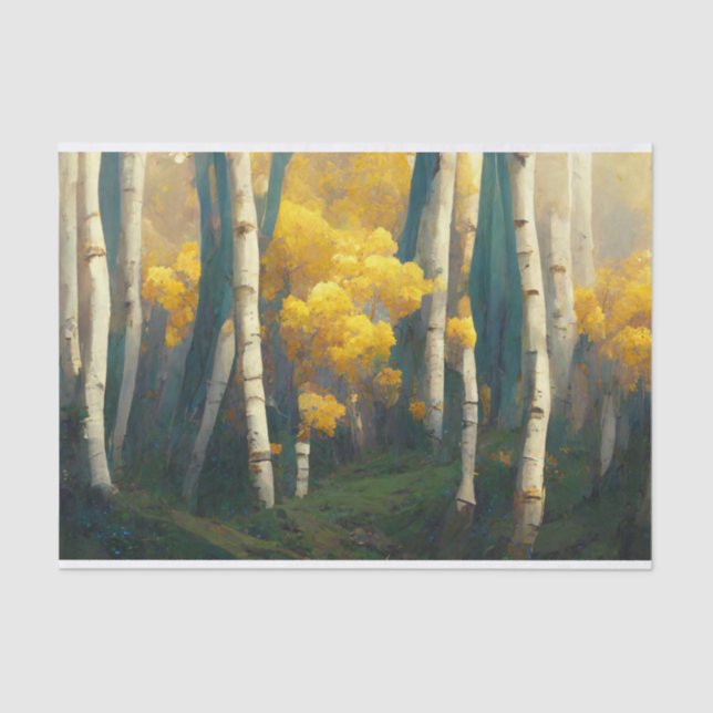 Aspen Autumn Trees Mountain Painting Tissue Paper (Front)