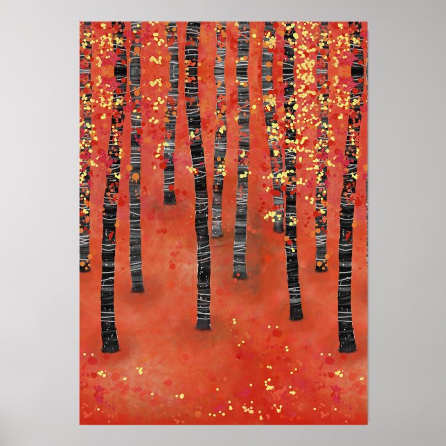 Aspen Birch Tree Forest Giclee Print with Wood Holder (Front)