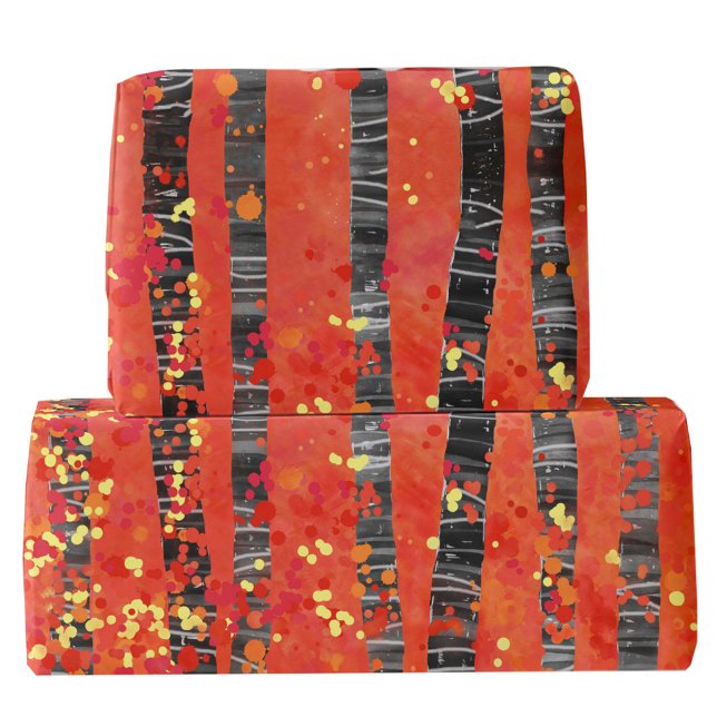 Aspen Birch Tree Forest Pattern Wrapping Paper (Birch tree forest aspen woodland red pattern gift wrapping paper )