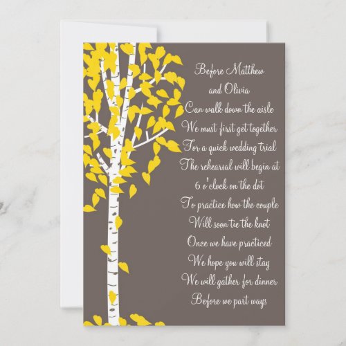 Aspen Birch Tree Rehearsal Dinner Invitations
