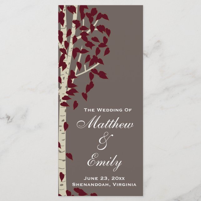 Aspen Birch Trees Wedding Program (Front)