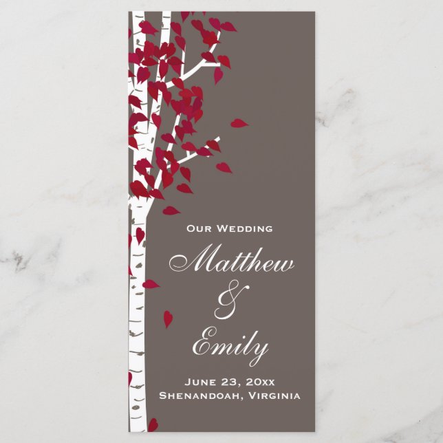 Aspen Birch Trees Wedding Program (Front)