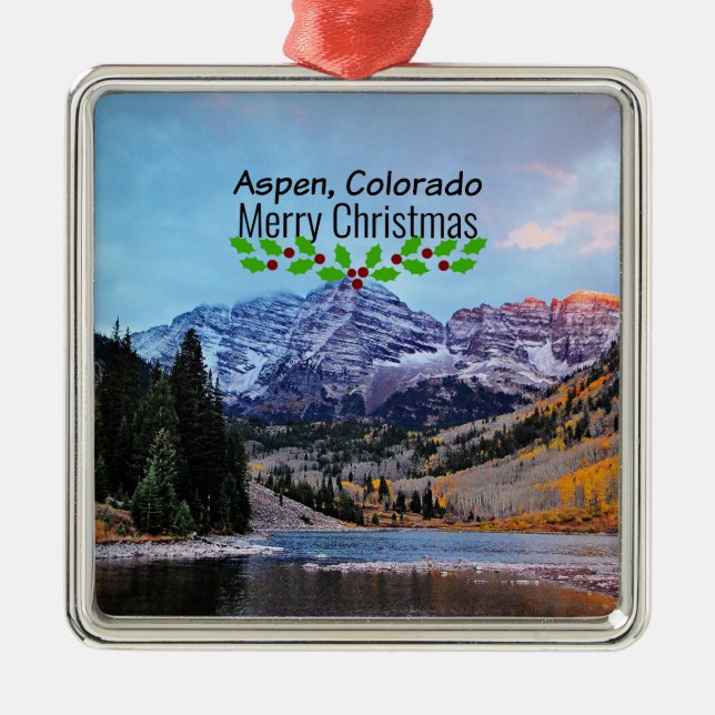 Aspen, Colorado Christmas Metal Ornament (Front)