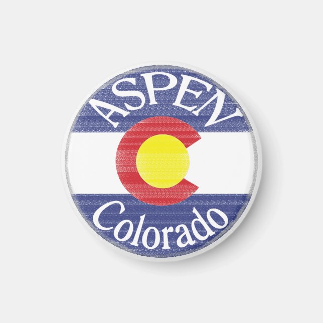 Aspen Colorado circle flag magnet (Front)