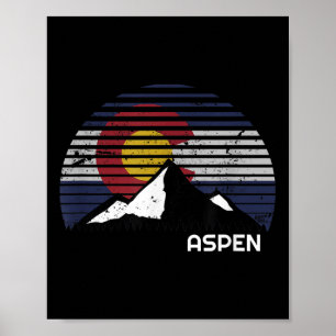 Aspen Colorado Flag - Co Bluebird Day Mountain  Poster