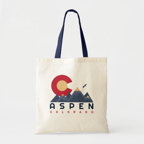 Aspen Colorado Flag Mountains Skiing Souvenirs Tote Bag