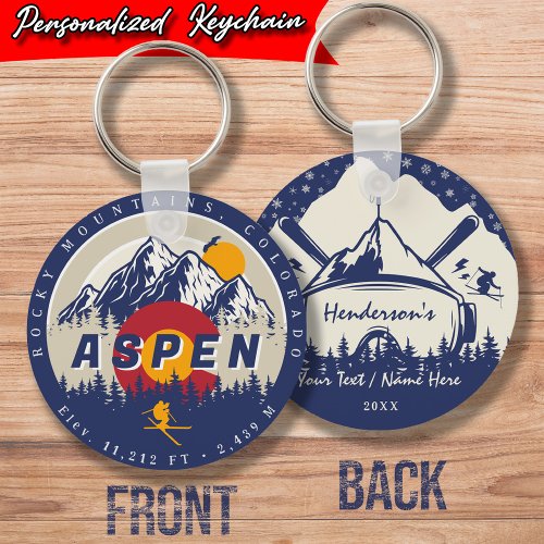 Aspen Colorado Flag Ski Mountain Sunset Souvenirs Keychain