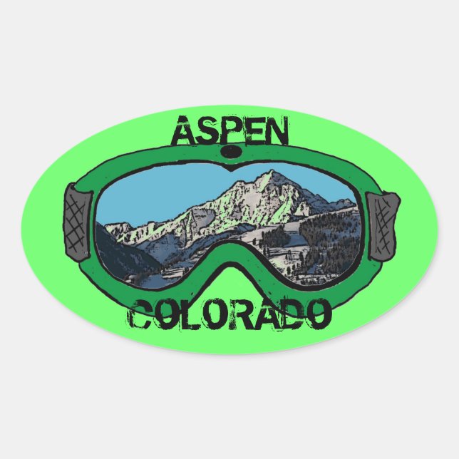 Aspen Colorado green snow goggles stickers (Front)