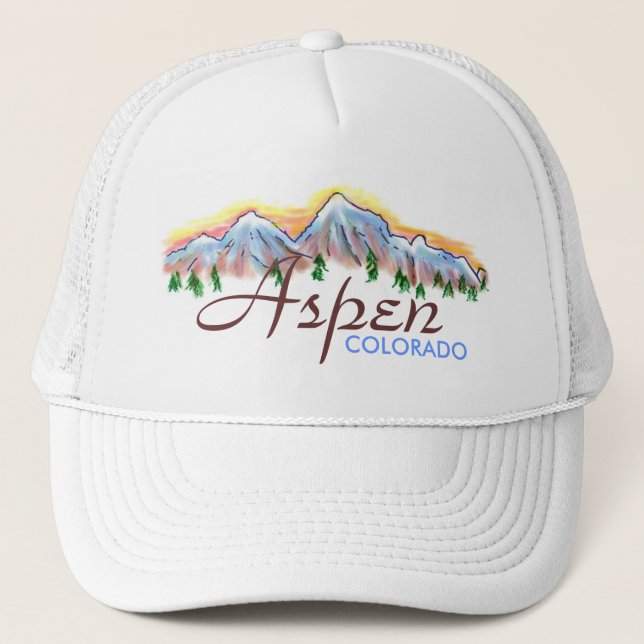 Aspen Colorado mountain art hat (Front)