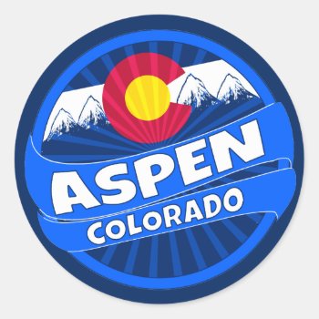 Aspen Colorado Mountain Burst Sticker by ArtisticAttitude at Zazzle