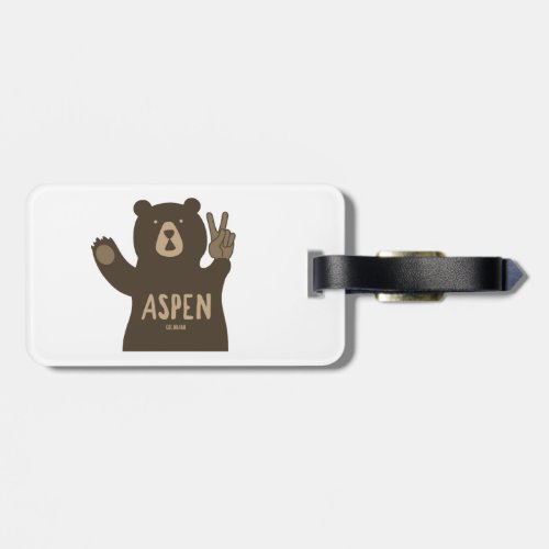 Aspen Colorado Peace Bear Luggage Tag