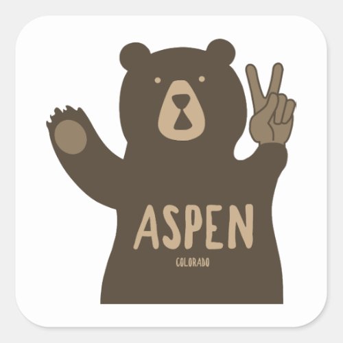 Aspen Colorado Peace Bear Square Sticker