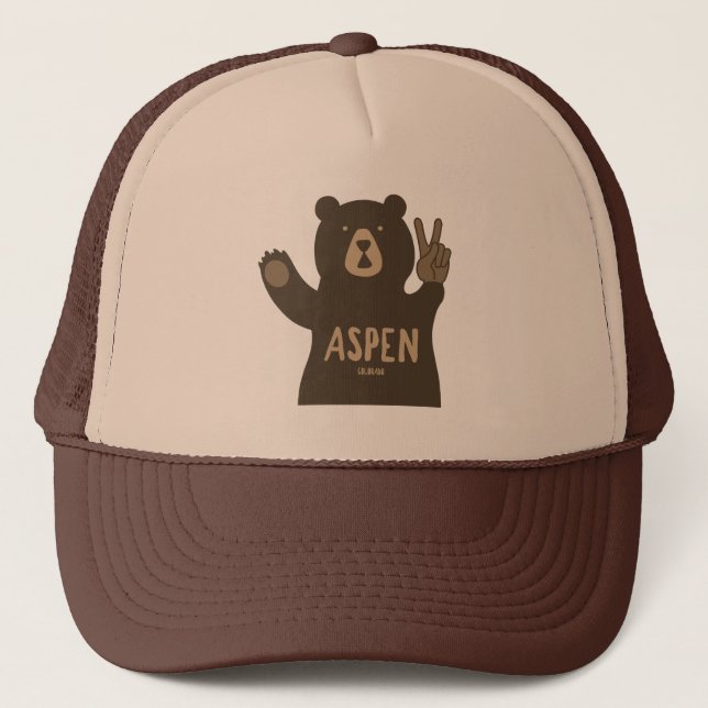 Aspen Colorado Peace Bear Trucker Hat (Front)