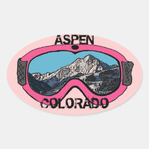 Aspen Colorado pink snow goggles stickers