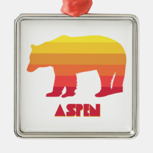 Aspen Colorado Rainbow Bear Metal Ornament