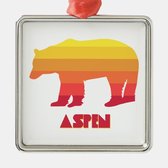 Aspen Colorado Rainbow Bear Metal Ornament (Front)