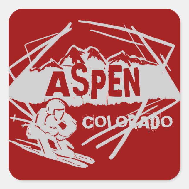 Aspen Colorado red mountain ski stickers (Front)