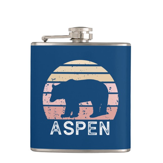 Aspen Colorado Retro Bear Flask (Front)