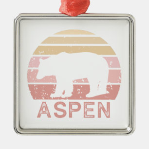 Aspen Colorado Retro Bear Metal Ornament