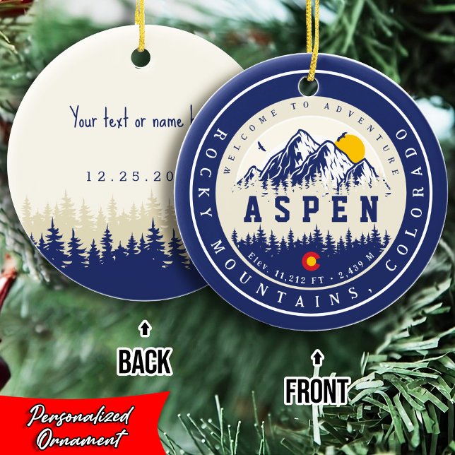 Aspen Colorado Retro Sunset Camping Souvenirs Ceramic Ornament (Creator Uploaded)