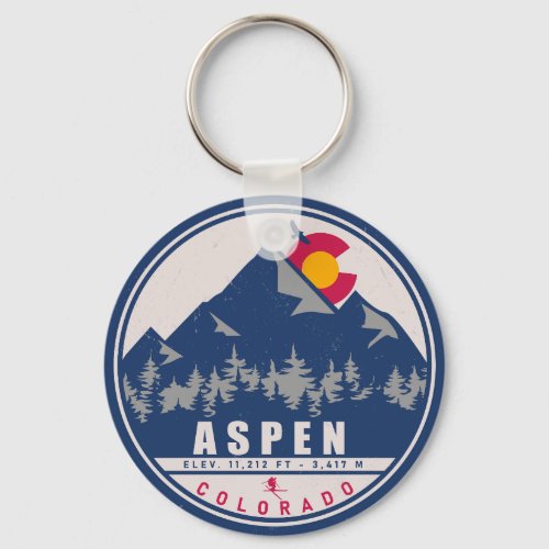 Aspen Colorado Retro Sunset Souvenirs 80s Keychain