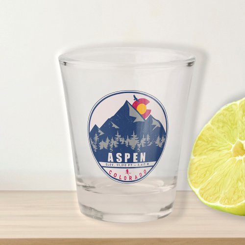 Aspen Colorado Retro Sunset Souvenirs 80s Shot Glass