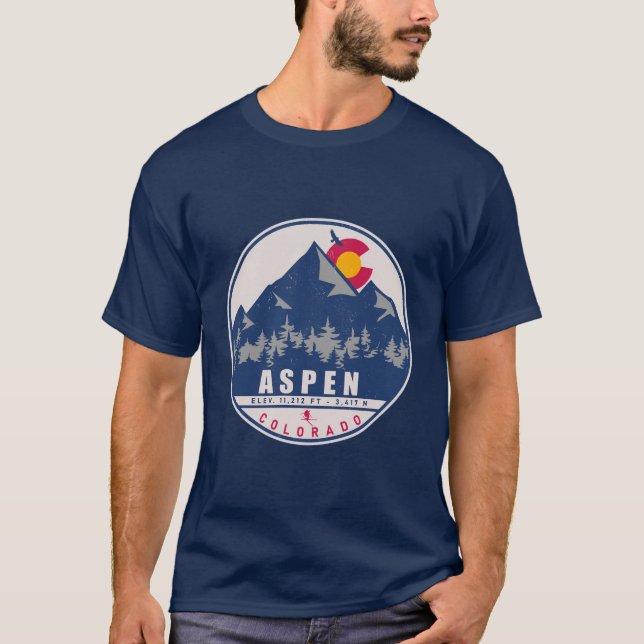 Aspen Colorado Retro Sunset Souvenirs 80s T-Shirt (Front)