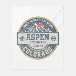 Aspen Colorado Rocky Mountains Tee Hiking Camping Fleece Blanket