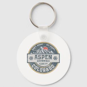 Aspen Colorado Rocky Mountains Tee Hiking Camping Keychain