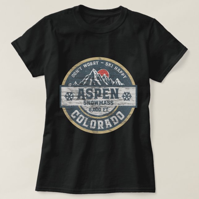 Aspen Colorado Rocky Mountains Tee Hiking Camping  T-Shirt (Design Front)