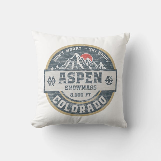 Aspen Colorado Rocky Mountains Tee Hiking Camping Throw Pillow (Front)
