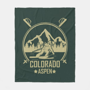 Aspen Colorado Ski Fleece Blanket