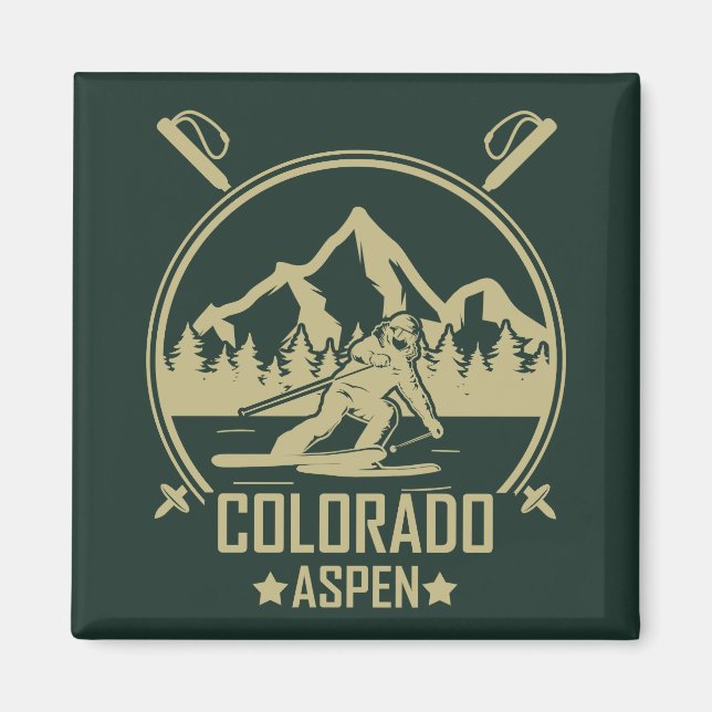 Aspen Colorado Ski Magnet (Front)