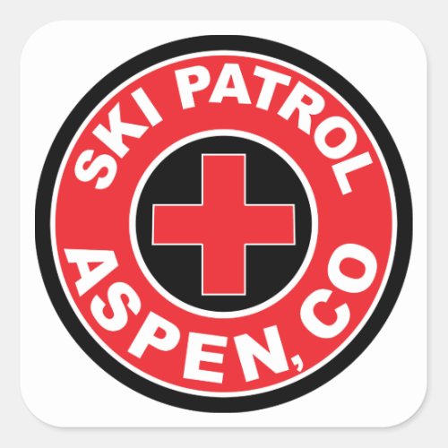 ASPEN COLORADO SKI PATROL MOUNTAINS SKIING LOGO SQUARE STICKER