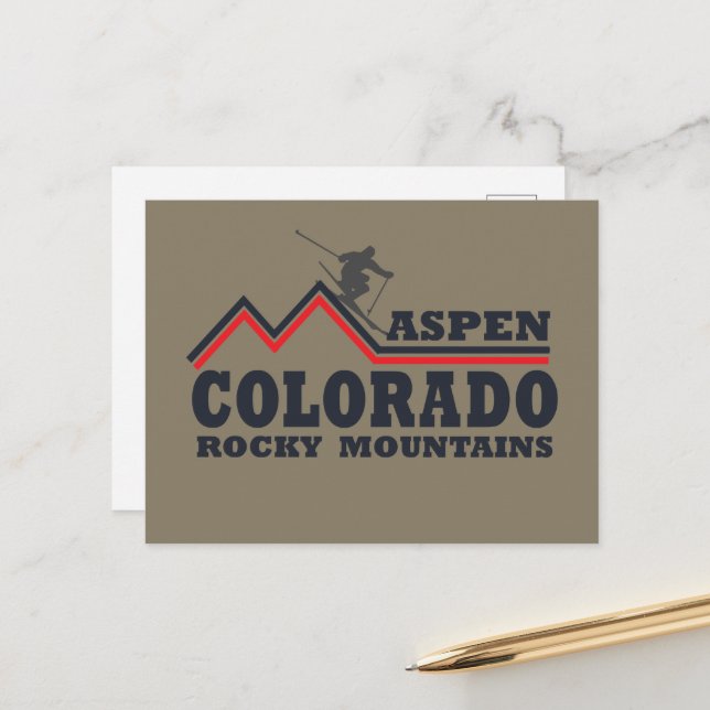 Aspen Colorado ski resort Holiday Postcard (Front/Back In Situ)