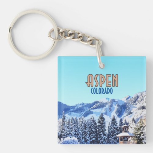 Aspen Colorado Ski Resort Mountains Keychain