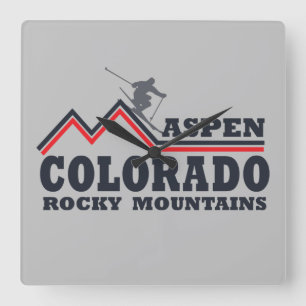 Aspen Colorado ski resort Square Wall Clock