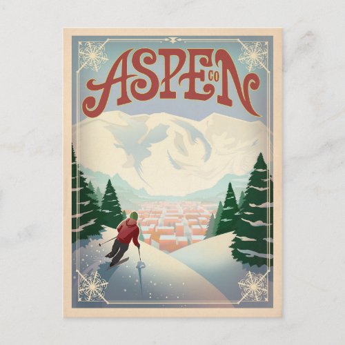 Aspen Colorado  Ski Slopes Postcard