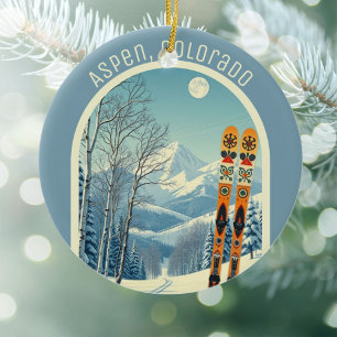 Aspen Colorado ski souvenir  Ceramic Ornament