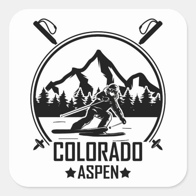 Aspen Colorado ski Square Sticker (Front)